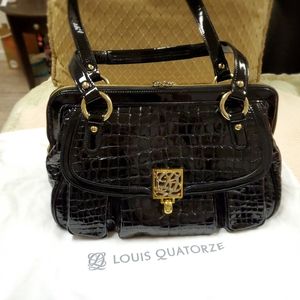 Louis Quatorze Black Leather Shoulder Bag